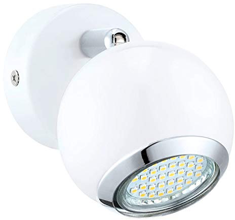 EGLO LED Wandlampe Bimeda, Wandleuchte, Wandstrahler aus Metall in Weiß und Chrom, Wohnzimmerlampe, Spot inkl. GU10 Leuchtmittel, warmweiß