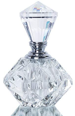 H&D Clear Vintage Carved Crystal Empty Mini Refillable Perfume Bottle