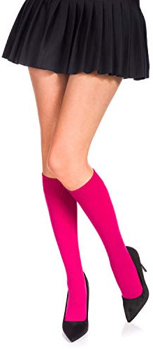 Romartex Mi Bas Femme Genou Haute Chaussettes en Microfibre 30 couleurs, fuchsia