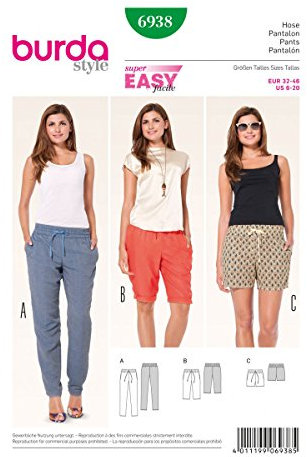 Burda Style Schnittmuster Hose, Bermudas und Shorts mit Gummizug | Damen, Gr. 32-46 | Nählevel: Sehr leicht