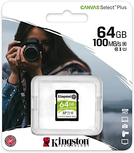 Kingston 64GB SDXC Class 10 Memory Card - Compatible with Panasonic Lumix, Nikon, Canon, Sony, Olympus, Pentax, GoPro & More - Limited Warranty