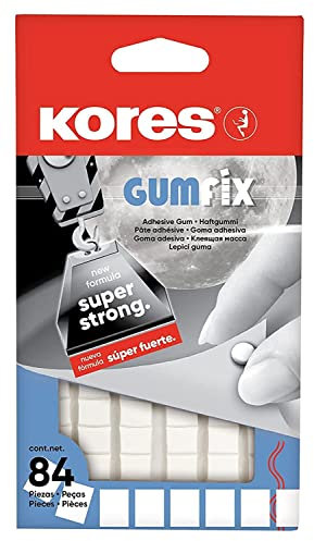 Kores - Gumfix White Tack - Sticky, Reusable and Removable Adhesive Gum, Glue Dots - Stationery Supplies, School Supplies, Office Stationery - Pack of 84 Tacks x 50g