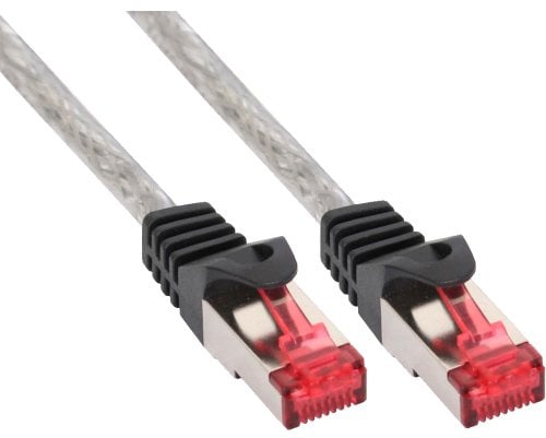 InLine Patchkabel, S/FTP (PiMf), Cat.6, 250MHz, PVC, Kupfer, RJ45, 1Gb/s, 30m, transparent, Netzwerkkabel, doppelt geschirmt, 76430T