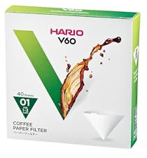 HARIO, Confezione di filtri in Carta per caffè, VCF-01-100M, White, Size 01-40pcs