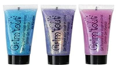 GRIM'TOUT Lot 3 Tubes Gel Paillettes Visage - Rose, Mauve, Turquoise 25 ml - Maquillage à l’Eau Enfant - Sans Parabène - Facile à Appliquer et Nettoyer - Loisirs Créatifs - Carnaval, Fetes