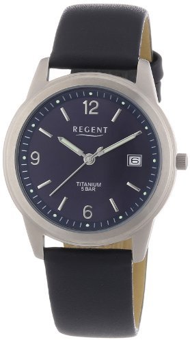 Regent Herren-Armbanduhr XL Analog Quarz Leder 11190133