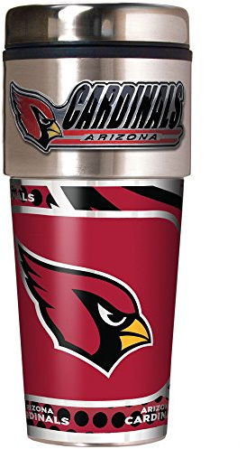Great American Products NFL Arizona Cardinals Reisebecher, Metallic, Edelstahl und schwarzes Vinyl, 473 ml