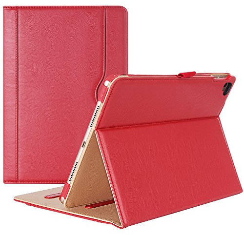 ProCase Case for iPad Pro 9.7 - Premium PU Leather Stand Folio Cover for iPad Pro 9.7 Inch 2016 (A1673 A1674 A1675), with Pencil holder Document Card Pocket -Red