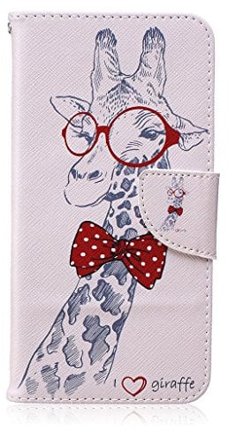 SATURCASE Case for Apple iPhone 6 6S, Lovely Giraffe Pattern PU Leather Flip Magnet Wallet Stand Card Slots Cover For Apple iPhone 6 6S 4.7
