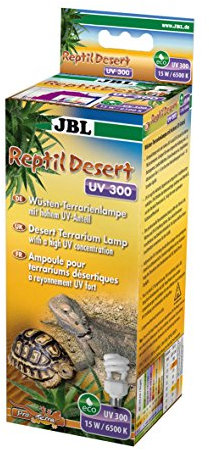 JBL ReptilDesert UV 300 61851 Energiesparlampe für kleine Wüstenterrarien, Hoher UV-Anteil, 15 W, E 27