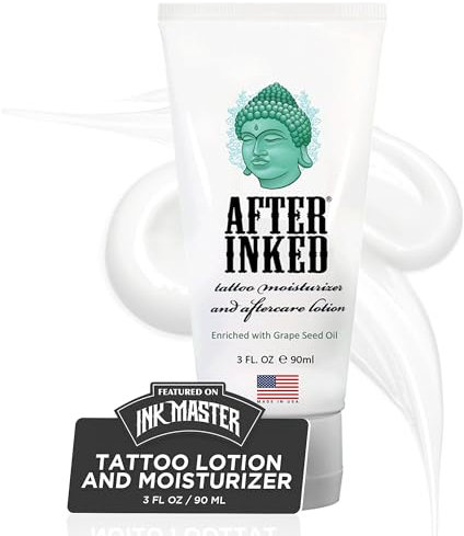 After Inked Tattoo Aftercare Lotion - Tattoo Moisturizer, As Seen on INK MASTER, Tattoo Balm, Ink Hydration Tattoo Aftercare Kit, 3 Fluid oz Tube (1-Pack)