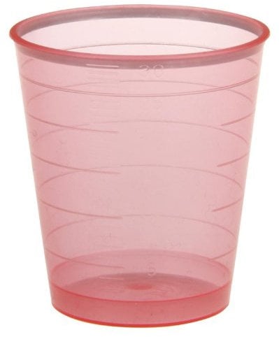 Medizinbecher Set: Becher 30ml 80Stück rot + 80 Stück Deckel weiss für Einnehmebecher Medikamentenbecher Schnapsbecher Schnapsgläser