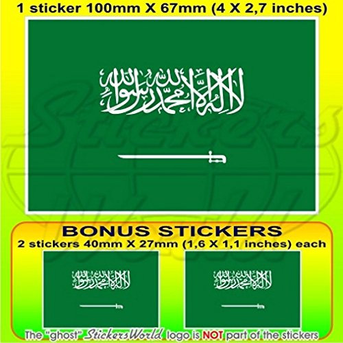 Saudi-arabische Flagge, arabisch, 100 mm, Vinyl-Aufkleber, 1 Stück + 2 Bonus
