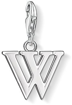 Thomas Sabo Women Charm Pendant Letter A-Z Charm Club Silver 925 Sterling Silver, Letter W