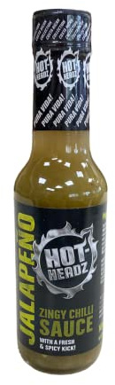Hot-Headz! Jalapeno Chilli Pepper Sauce with A Fresh & Spicy Kick (148ml) Hot Sauce for Extra Flavour, Dipping & Dressing. Great Gift for Hot Sauce Lovers. (148ml Bottle)