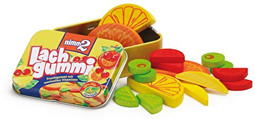 Erzi 14385 Lachgummi aus Holz in der Dose, Kaufladenartikel für Kinder, Rollenspiele