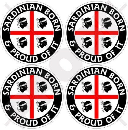 Sardegna Italia 50 mm, Adesivi in Vinile per Paraurti, Casco, Decalcomanie x4