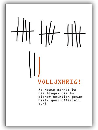 Kartenkaufrausch 1 Geburtstagskarte: Cooler Glückwunsch zum 18. Geburtstag: Volljährig! Ab heute kannst Du. • hübsche Grusskarte zum Geburtstag mit Umschlag geschäftlich & privat