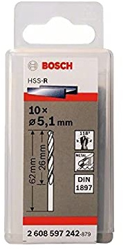 Bosch Professional Karosseriebohrer HSS-R rollgewalzt (10 Stück, Ø 5,1 mm)
