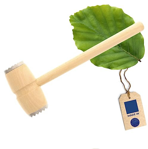 HOFMEISTER® Fleischhammer, mit Metall, Naturprodukt, 28,5 cm, plastikfrei, langlebiger Fleischklopfer klopft jedes Schnitzel weich, massiver Fleischklopfer, Schnitzelklopfer