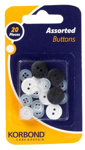 Korbond 20 Piece Assorted Buttons Pack