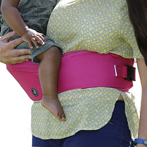 Hippychick Hipseat Porte-bébé, léger et peu encombrant pour la taille, sangle réglable, peut transporter un enfant de 6 à 36 mois, Rose