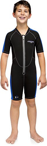 Cressi Lido Jr Shorty Wetsuit, Muta, 2 mm Unisex – Bambino, Nero/Blu, Anni 12/13