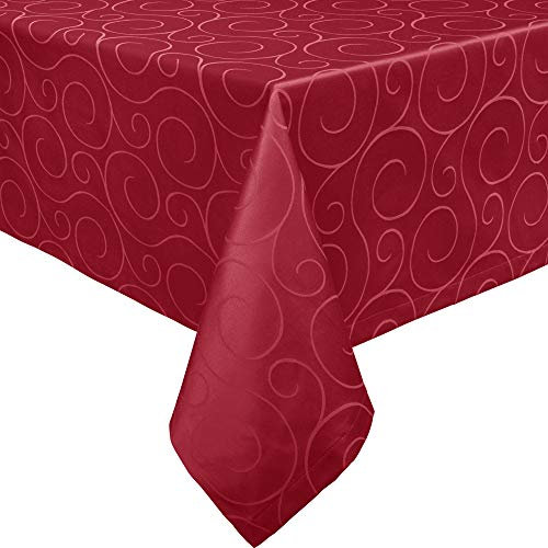 Erwin Müller Tischdecke, Tischwäsche Oberhausen, Jacquard Ranken Rubin Größe 130x250 cm - pflegeleicht, bügelleicht, eckige Decken mit Kuvertsaum