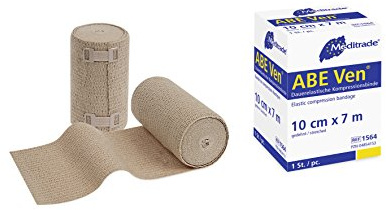 Meditrade 1564 Abe-Ven Dauerelastische Langzugbinde zur Starken Kompression, 7 m Länge x 10 cm Breite, Hautfarben