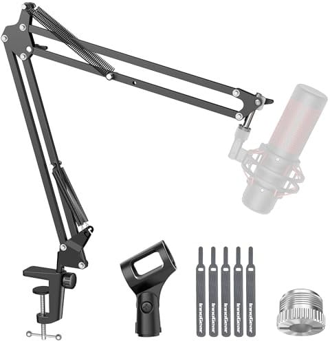 InnoGear Verbesserter Mikrofonständer mit Schraubenadapter von 0,95 auf 1,6 cm, Mikrofon-Clip, verstellbarer Scherenarm in Studioqualität, Ständer für Blue Yeti Snowball, Yeti Nano, Yeti X und andere Mikrofone
