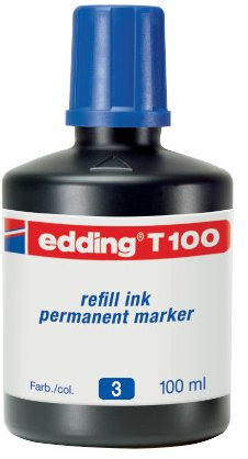 edding T 100 Nachfülltinte Permanentmarker - blau - 100ml - mit Tropfendosiersystem, zum schnellen Nachfüllen fast aller edding Permanentmarker