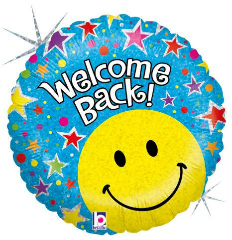 Betallic F86589P - Palloncino da ca. 46 cm con Scritta Welcome Back e Smiley