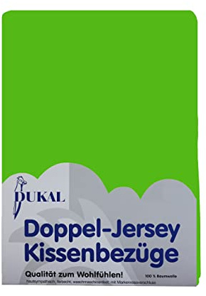 Dukal | Kissenbezug 70 x 90 cm | aus hochwertigem DOPPEL-Jersey | 100% Baumwolle | Farbe: apfelgrün