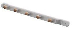 SIRO Hakenleiste Meckenheim, Schlicht, Stahl - Holz silbergrau metallic pulverbeschichtet buche natur lackiert, 502 mm x 75 mm x 25 mm, LA 463 mm, 1300-490PB19HZ18