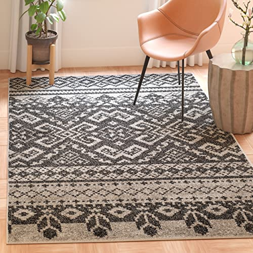 SAFAVIEH Adirondack Collection Accent Rug - 3' x 5', Silver & Black, Rustic Boho Design, Non-Shedding & Easy Care, Ideal for High Traffic Areas in Entryway, Living Room, Bedroom (ADR107A)