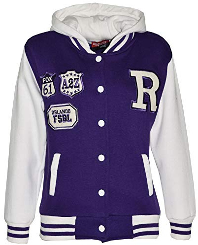 A2Z 4 Kids B.B Hooded Jacket R Fashion NYC/FOX Varsity - B.B Purple 11-12