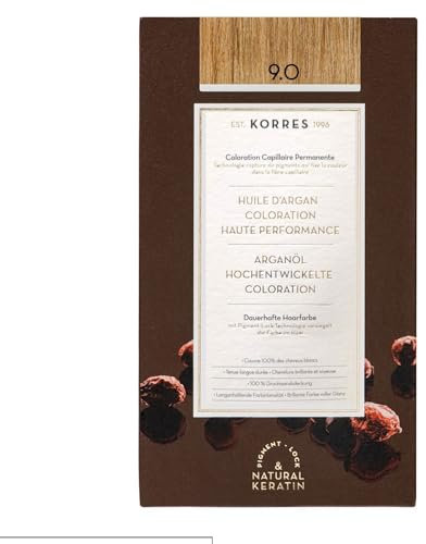 KORRES Argan Oil Colorant – ammoniakfreie Haarfarbe Hell-Hellblond 9.0– 100% Grauhaarabdeckung & vegan für ein langanhaltendes Farbergebnis