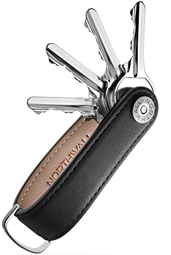 Northwall® Key Organizer - Schlüsselbund organizer für 1-9 Schlüssel - 100% Leder - Edelstahlschraube - Schlüsselorganisierer für Dame und Herren - Schlüssel Organizer Schwarz
