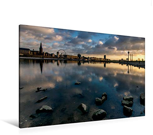 Premium Textil-Leinwand 120 x 80 cm Quer-Format Panorama bei Hochwasser | Wandbild, HD-Bild auf Keilrahmen, Fertigbild auf hochwertigem Vlies, Leinwanddruck von Klaus Hoffmann