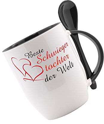 Tasse mit Löffel - Beste Schwiegertochter der Welt - Löffeltasse, Kaffeetasse mit Motiv,Bürotasse, bedruckte Tasse mit Sprüchen oder Bildern - auch individuelle Gestaltung nach Kundenwunsch