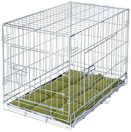 Bunny Business Metal Dog Crate 2 Doors with Bedding and Lint Rollers, Small, 24-inch, Silver