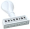 WEDO 19316 Lagertext Stempel ERLEDIGT, Kunststoff, Abdruckbreite ca. 45 mm, ergonomischer Griff, weiß