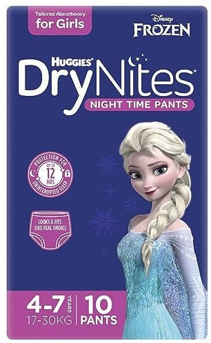 Huggies Drynites Baby Mädchen Schlaf-Slip, saugfähig, Größe M (17-30 kg), 10 stück