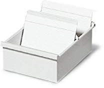 Exacompta 57140D Karteikassette Karteitrog DIN A7 quer. Aus Recycling-Kunststoff mit 1 Trennplatte für bis zu 600 Karteikarten lichtgrau Blauer Engel Karteikasten