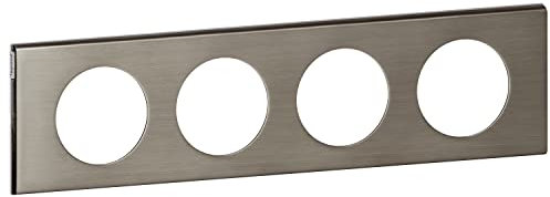LEGRAND | Plaque 4 Postes Inox Brosse, Céliane, Finition Inox Brossé, Montage Horizontal Ou Vertical, Compatible Avec Supports Universels