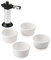 Leifheit Set pour crème brûlée, Coffret chalumeau de cuisine & 4 ramequins pour crème brûlée blancs en céramique, Coffret cadeau avec torche de cuisine fiable et sécurisée, Matériel pâtisserie