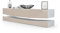 Vladon Lowboard City, Made in Germany, TV-Kommode mit Sockelelement, 1 offenem Fach und 3 Schubkästen, Weiß matt/Sandgrau Hochglanz (178 x variabel x 39 cm)
