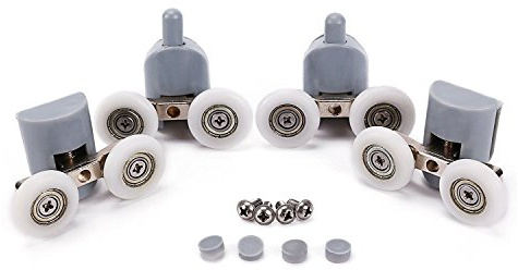 8x Galet ajustables Dual Rouleau Roulette Roue Porte Douche Salle de Bain 25mm