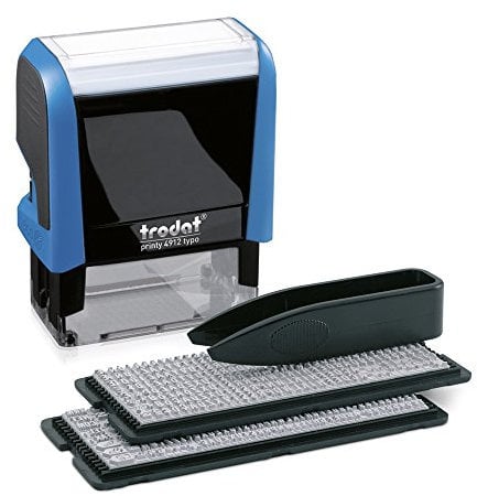 Trodat Printy 4912 – Sello de Entintaje Automático con Tinta Incorporada e Imprentilla para Componer un Texto de Hasta 4 Líneas – Tinta Negra