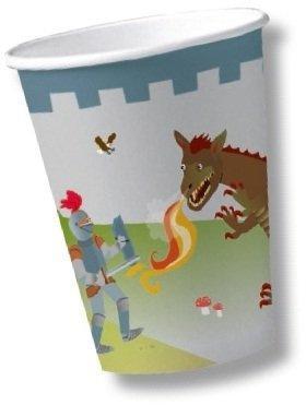 DH-Konzept 8 Pappbecher * Ritter & Drache * für Kindergeburtstag CUPS00043 // Becher Kinder Geburtstag Party Drachen Feier Jungs Set
